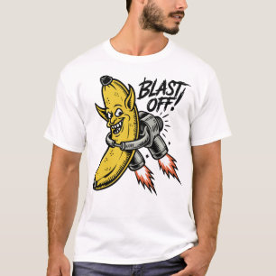 Lustige Raketenjetpack-Banane Fliegende Retro-Comi T-Shirt