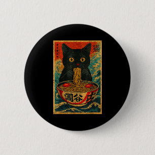 Lustige Ramen-Katze Japanischer Vintage-Retro-Nude Button