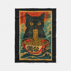 Lustige Ramen-Katze Japanischer Vintage-Retro-Nude Fleecedecke