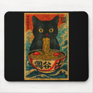 Lustige Ramen-Katze Japanischer Vintage-Retro Nude Mousepad