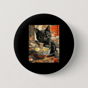 Lustige Ramen-Katze Nudelliebhaber Anime Otaku Button