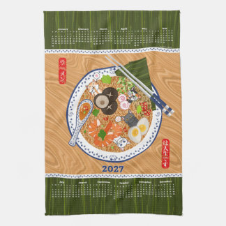 Lustige Ramen-Nudel-Schüssel 2027 Kalender Geschirrtuch