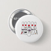 Lustige ramponierte Bowlingpins Button (Vorne & Hinten)