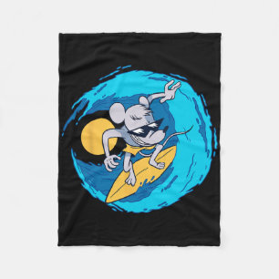 Lustige Ratte Auf Surfbrett Funny Surfing Liebhabe Fleecedecke