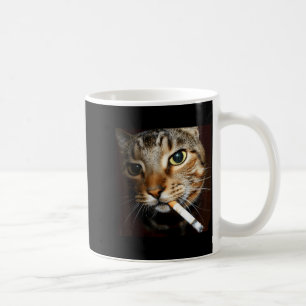 Lustige rauchende Katze Meme dunkler Humor sarkast Kaffeetasse