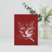 Lustige rauchende Katze Postkarte (Stehend Vorderseite)
