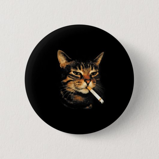 Lustige rauchende Katze Zigarette Kätzchen Meme Du Button (Vorderseite)