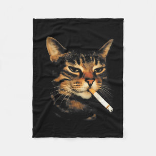 Lustige rauchende Katze Zigarette Kätzchen Meme Du Fleecedecke