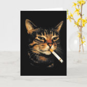 Lustige rauchende Katze Zigarette Kätzchen Meme Du Karte (Gelbe Blume)