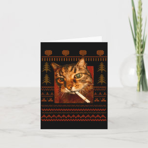 Lustige rauchende Katzen-Meme-Weihnachts hässlich  Karte
