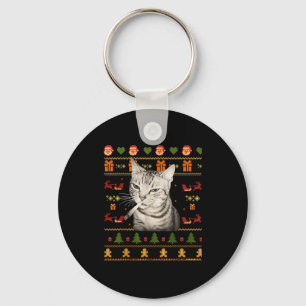 Lustige rauchende Katzen-Meme-Weihnachts-Ugly Swea Schlüsselanhänger