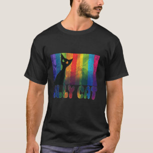 Lustige Regenbogen-LGBT-Verbündeten-Katze Regenbog T-Shirt