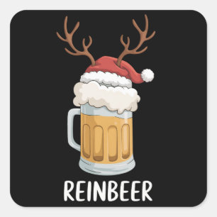 Lustige Reinbeer-Paare Weihnachten Passende Feiert Quadratischer Aufkleber