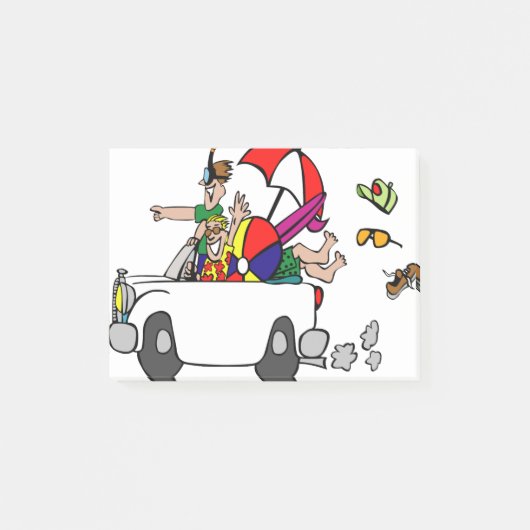 lustige Reise Cartoon Autoferien Post-it Klebezettel (Vorderseite)