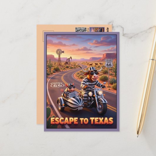 Lustige Reise nach Texas 3D Reise Postkarte (Vorderseite/Rückseite Beispiel)