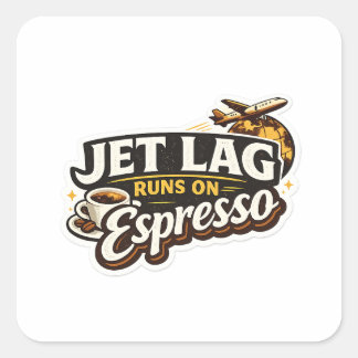 Lustige Reisekaffeeliebhaber Mütze Quadratischer Aufkleber