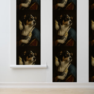 Lustige Renaissance-Hund-Wellenpapiertapete-Streif Tapete