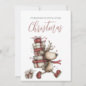 Lustige Rentier-Weihnachtskarte Einladung (Vorderseite)