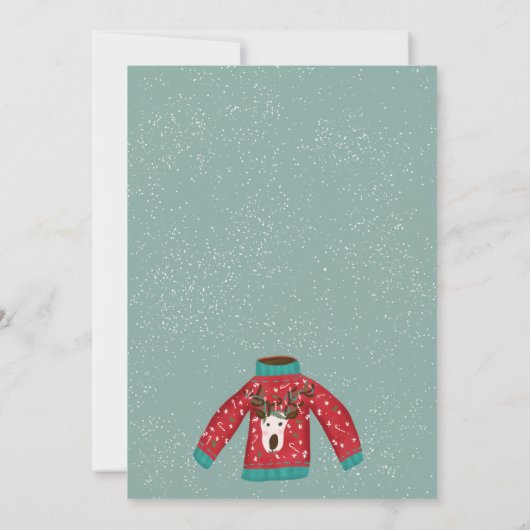lustige Rentiere hässliche Pullover Weihnachts-Ill Einladung (Rückseite)