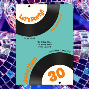 Lustige Retro 30. Geburtstagsfeier 90er Musik Viny Einladung
