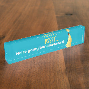 Lustige Retro-Bananen-Partyartikel mit witzigen Sp Namensplakette