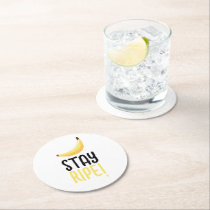 Lustige Retro-Bananen-Partygeschenke-Wortspiele Ed Runder Pappuntersetzer