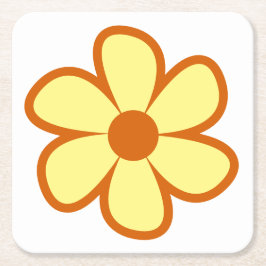Lustige Retro-Blume der 60er 70er Jahre Rechteckiger Pappuntersetzer