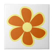 Lustige Retro-Blumen-Keramikfliese aus den 60er un