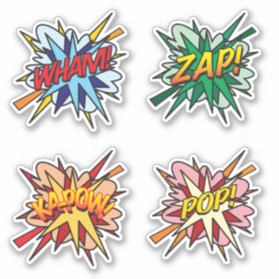 Lustige Retro-Comic-Book-Pop-Art-Blitz Aufkleber