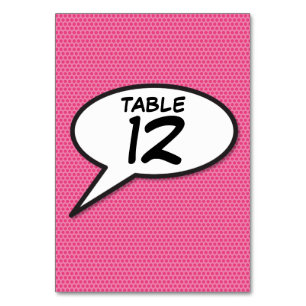 Lustige Retro-Comic-Book-Pop-Art-Rosa-Tischnummer Tischnummer