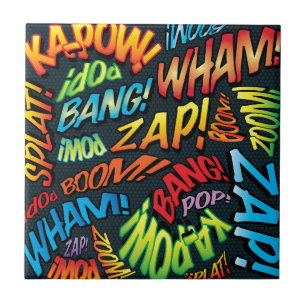 Lustige Retro-Comic-Book-Pop-Art-Sounds Fliese
