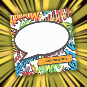Lustige Retro-Comic-Sprechblase Post-it Klebezettel