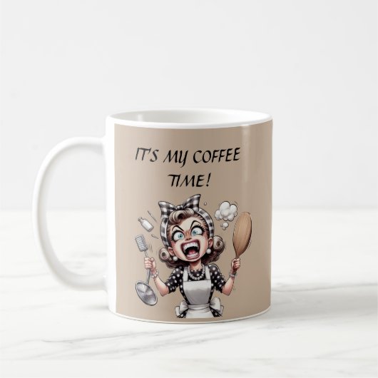 Lustige Retro-Dame anpassbar Kaffeetasse (Links)