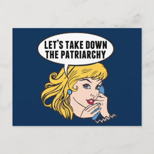Lustige Retro-Feministische Pop-Art Anti-Patriarch Postkarte
