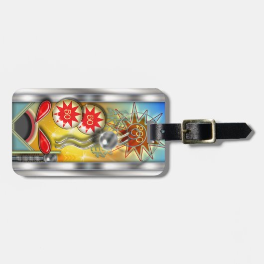 Lustige Retro Flipperautomat-Maschine Gepäckanhänger (Vorderseite horizontal)
