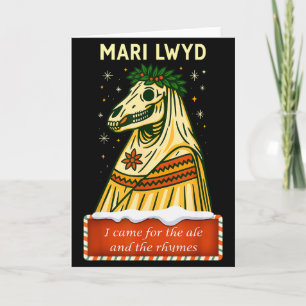 Lustige Retro-Folklore-Skelett-Pferd Mari Lwyd Yul Karte