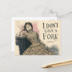 Lustige Retro-Frau im Gabelkleid  Postkarte