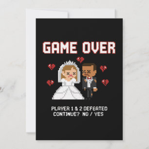 Lustige Retro-Gamer-Hochzeit "Game Over" Pixel-Art