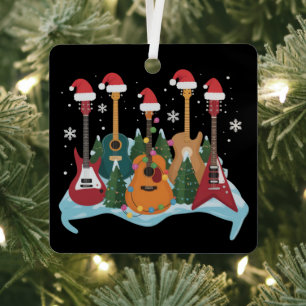 Lustige Retro-Gitarre Weihnachtsbaum Weihnachten X Ornament Aus Metall