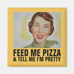 Lustige Retro-Hausfrau-Magnete, Pizza Magnet