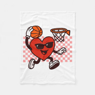 Lustige Retro-Herz-Grafik Basketballspieler Kinder Fleecedecke