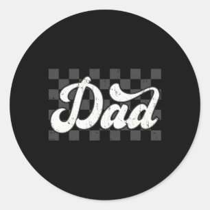 Lustige Retro Karierte Dad Vatertag Vintage Famili Runder Aufkleber