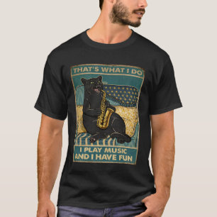Lustige Retro-Katze spielt Saxophon Vintage-Musik T-Shirt
