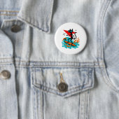 Lustige Retro-Katze surft Midcentury Mid Century S Button (Beispiel)