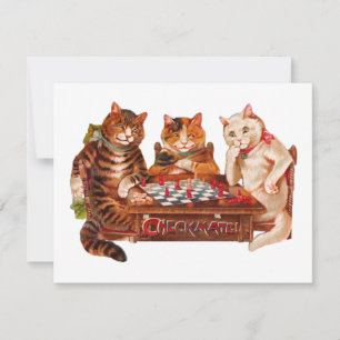Lustige Retro-Katzen Checkmate beim Schachspiel 19 Karte