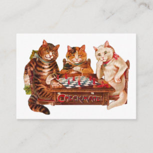 Lustige Retro-Katzen Schachmatt beim Schachspiel 1 Begleitkarte