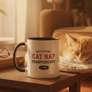 Lustige Retro-Katzennicker-Meisterschaften Humor N Tasse