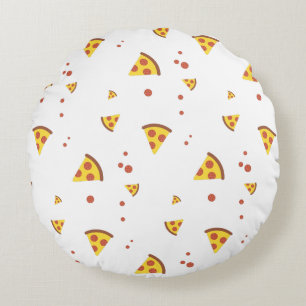 Lustige Retro-Peperoni-Pizza im minimalistischen M Rundes Kissen