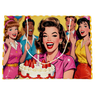 Lustige Retro-Pop-Art-Geburtstagsfeier Überraschun Große Geschenktüte
