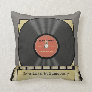 Lustige Retro-Rock-Schallplatte Kissen
